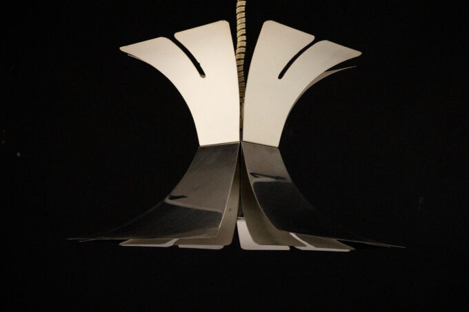 1970s Goffredo Reggiani Style Lacquer & Chrome Chandelier