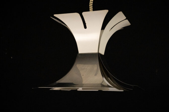 1970s Goffredo Reggiani Style Lacquer & Chrome Chandelier