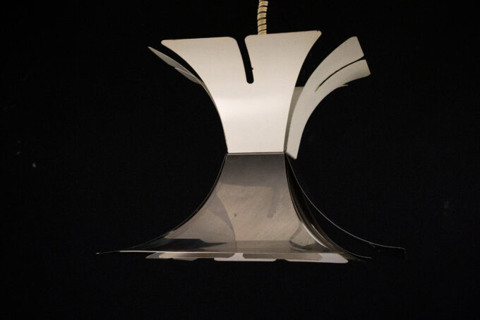 1970s Goffredo Reggiani Style Lacquer & Chrome Chandelier