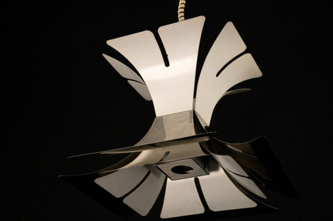 1970s Goffredo Reggiani Style Lacquer & Chrome Chandelier