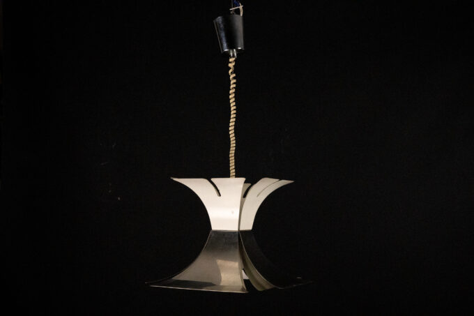 1970s Goffredo Reggiani Style Lacquer & Chrome Chandelier