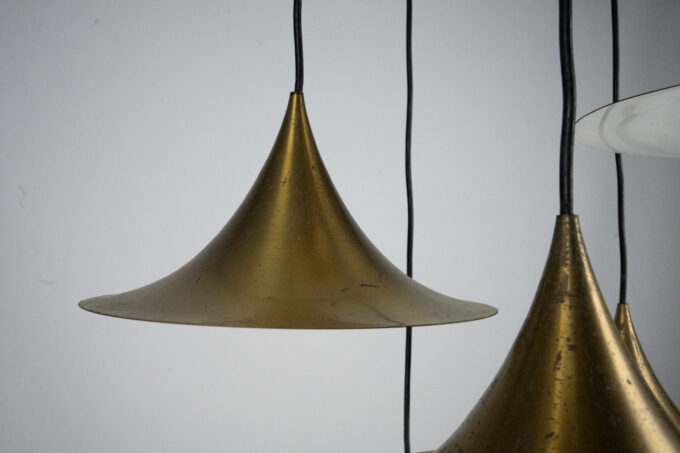 Fog & Morup, Midcentury Brass Pendant with Five Pendant Drops. Danmark, 1960s